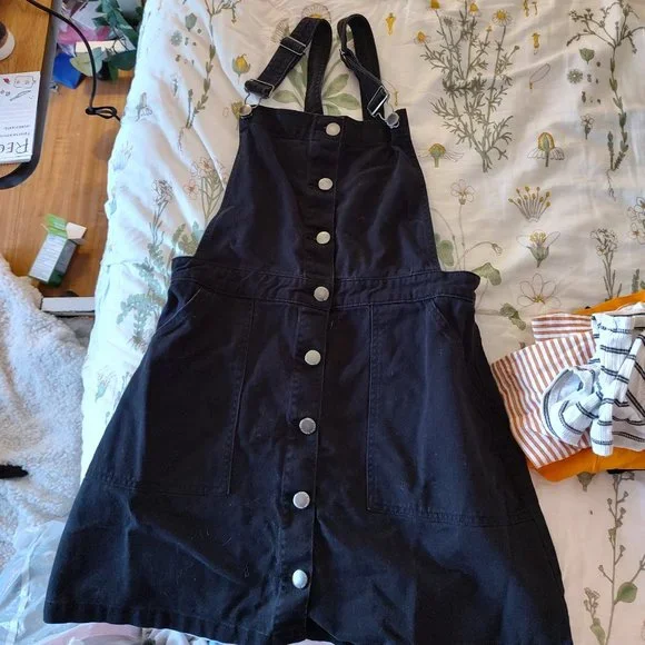 corduroy overall dress black Afends Womens Valerie main image 0